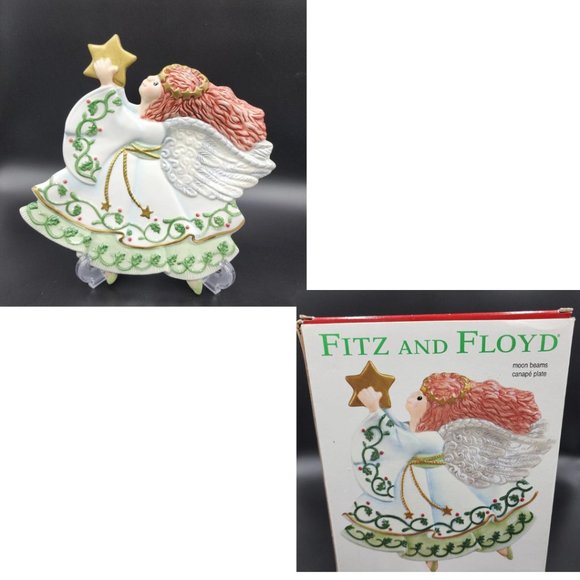 Fitz & Floyd Moon Beam Canapé Plate 2003 Christmas Angel Serving Snack Plate - Picture 1 of 10